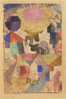 Dorfartig, Häuser, 2 Rinder (Village-like, Houses, 2 Cattle), 1917. Creator: Klee, Paul (1879-1940)