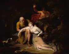 Dorinda, wounded by Silvio is sustained by Linco, 1802. Creator: Samuel Woodforde
