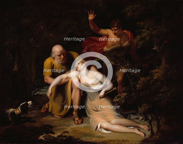 Dorinda, wounded by Silvio is sustained by Linco, 1802. Creator: Samuel Woodforde.