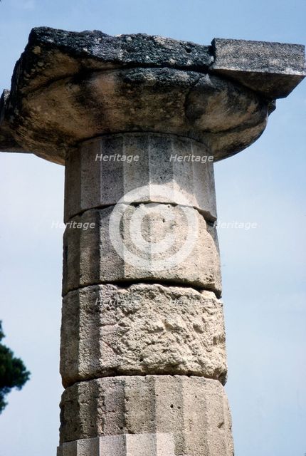 Doric column, in Temple of Hera, Olympia, Greece, c7th century BC. Artist: Unknown.