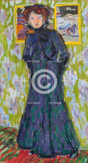 Doris Standing (Standing Lady in a Black Dress, Doris with a Ruff), 1906. Creator: Ernst Kirchner.