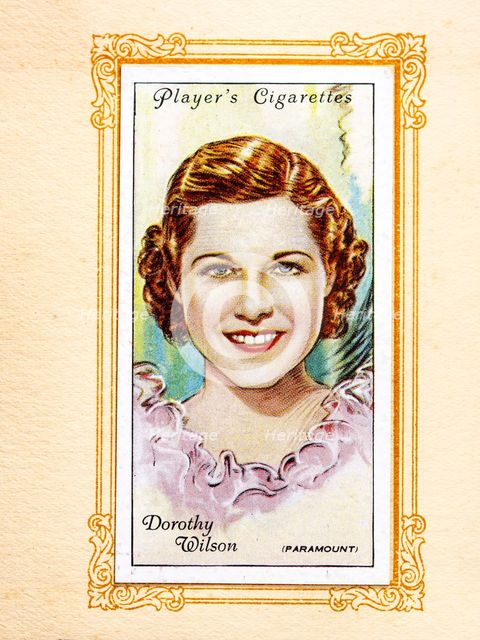 Dorothy Wilson Collectables Picture of movie stars that came with the Players cigarette packet, 1934 Creator: Unknown.