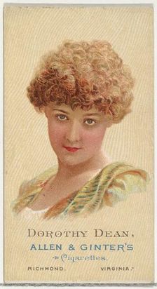 Dorothy Dean, from World's Beauties, Series 2 (N27) for Allen & Ginter Cigarettes, 1888., 1888. Creator: Allen & Ginter