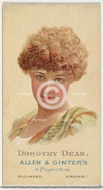 Dorothy Dean, from World's Beauties, Series 2 (N27) for Allen & Ginter Cigarettes, 1888., 1888. Creator: Allen & Ginter.