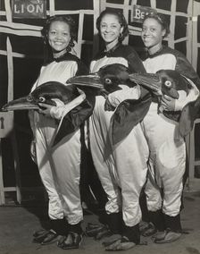 Dorothy Jones, Libby Robinson, and Ruth Moore as penguins, 1937. Creator: Unknown