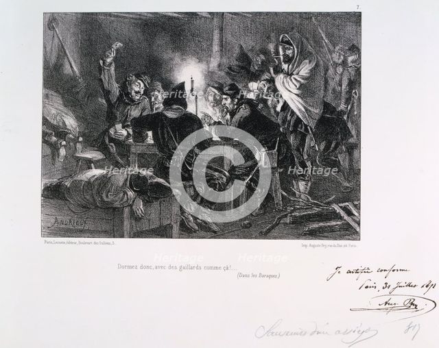 'Dormez donc, avec des gaillards comme ca!', Siege of Paris, 1870-1871 (1871). Artist: Auguste Bry