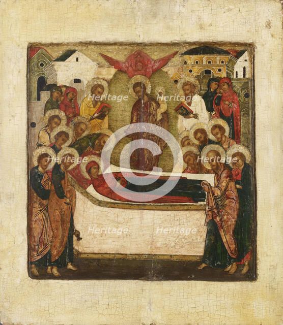 Dormition of the Mother of God, Russian icon, 1600-1650. Creator: Unknown.