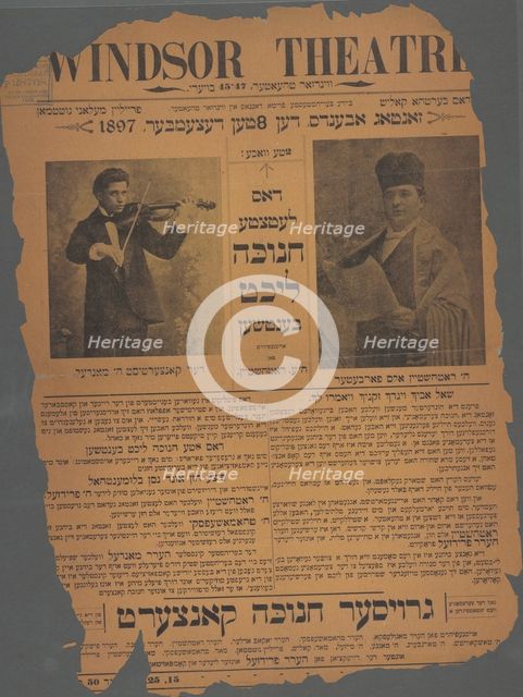 Dos letste hanikeh likht bentshen, c1897. Creator: Windsor Theatre.