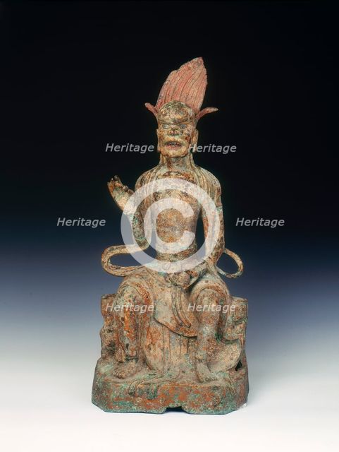 Dated gilt bronze door guardian figure, Wanli period, Ming dynasty, 1614. Artist: Unknown