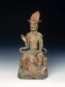 Dated gilt bronze door guardian figure, Wanli period, Ming dynasty, 1614. Creator: Unknown