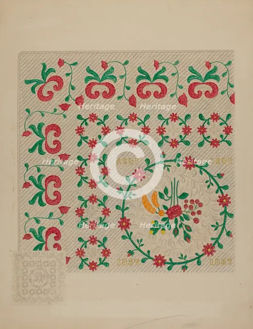 Dated Quilt, c. 1938. Creator: Therkel Anderson.