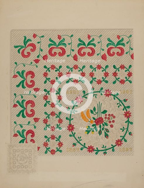 Dated Quilt, c. 1938. Creator: Therkel Anderson.