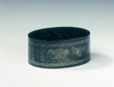 Dated Wu Tong ink box with silver inlays, Qing dynasty, China, 1881. Creator: Unknown
