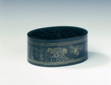 Dated Wu Tong ink box with silver inlays, Qing dynasty, China, 1881. Creator: Unknown