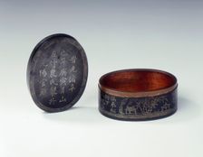 Dated Wu Tong ink box with silver inlays, Qing dynasty, China, 1881. Creator: Unknown
