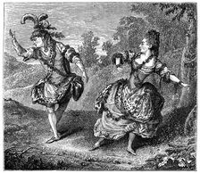 Dauberval with Mlle Allard in Sylvie, 1766, (1885). Artist: Louis de Carmontelle