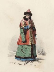 Daughter of Boyar Great Duke of Moscow in the Modern Age, color engraving 1870