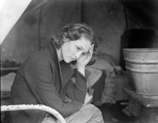 Daughter of migrant Tennessee coal miner, living in American River camp..., CA, 1936. Creator: Dorothea Lange