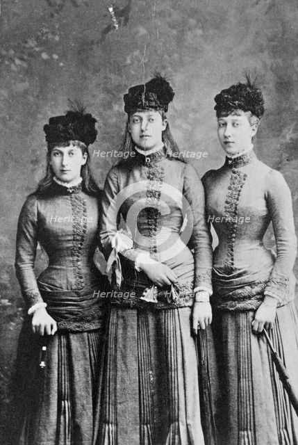 Daughters of King Edward VII; Princess Maud, Louise and Victoria of Wales, 1886.  Creator: Unknown.
