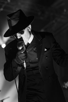 Dave Vanian, The Damned live at Alexandra Palace, London, Apr 2023. Creator: Annapaola Marchesani