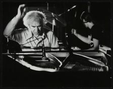 Dave Brubeck in concert at Kelsey Kerridge Sports Hall, Cambridge, 25 May 1978. Dan Brubeck is on dr Artist: Denis Williams