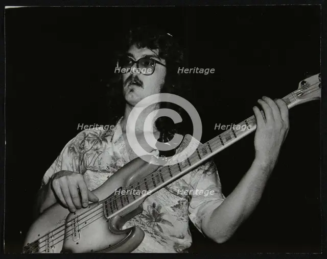 Dave Carpenter, bass guitarist with Buddy Rich's band, at the Royal Festival Hall, London, 1985. Creator: Denis Williams.
