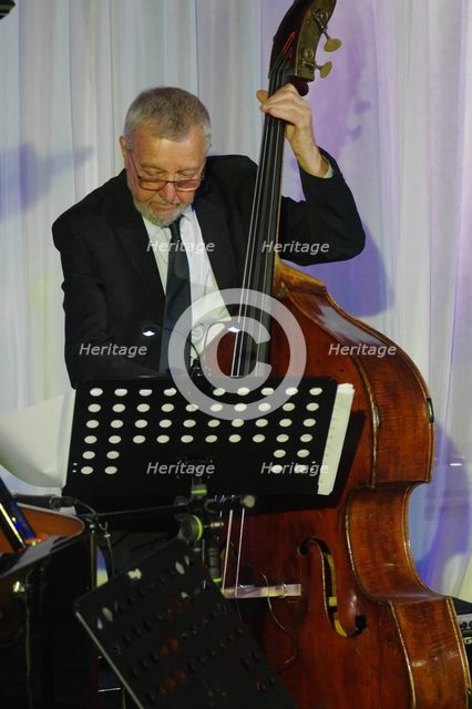 Dave Green, Anais Reno Quartet, Watermill Jazz Club, Dorking, Surrey, July 2024. Creator: Brian O'Connor.