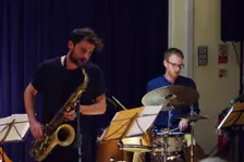 Dave Hamblett and Josh Arcoleo, Watermill Jazz Club, Dorking, Surrey, October 2015. Artist: Brian O'Connor