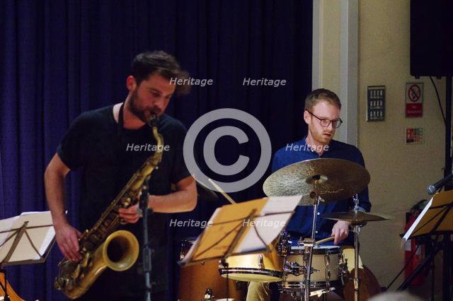 Dave Hamblett and Josh Arcoleo, Watermill Jazz Club, Dorking, Surrey, October 2015. Artist: Brian O'Connor.