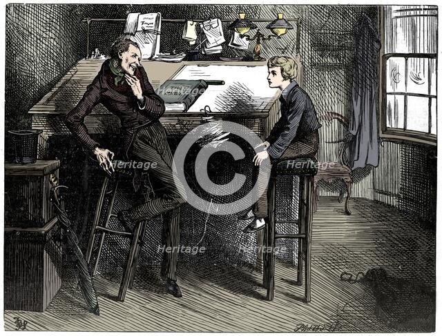David Copperfield and Uriah Heep, 1912.  Artist: Frederick Barnard.
