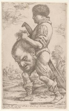 David carrying the head of Goliath, which he holds by the hair, 1620-30. Creator: Giuseppe Caletti