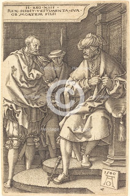 David Casting Off His Robes at the News of the Death of His Son, 1540. Creator: Heinrich Aldegrever.