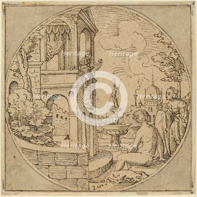 David and Bathsheba, 1540/1550. Creator: Virgil Solis.