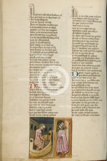 David and Bathsheba; Weltchronik, about 1400-1410. Creator: Unknown.