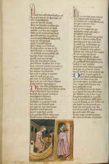 David and Bathsheba; Weltchronik, about 1400-1410. Creator: Unknown