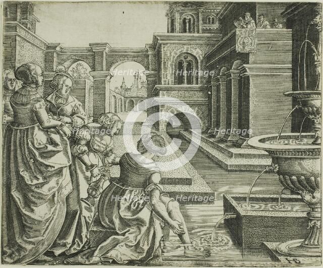 David and Bathsheba, c. 1545. Creator: Hans Brosamer.