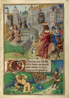David and Bathsheba: David Slaying Goliath; Poncher Hours, about 1500. Creator: Master of Cardinal Bourbon