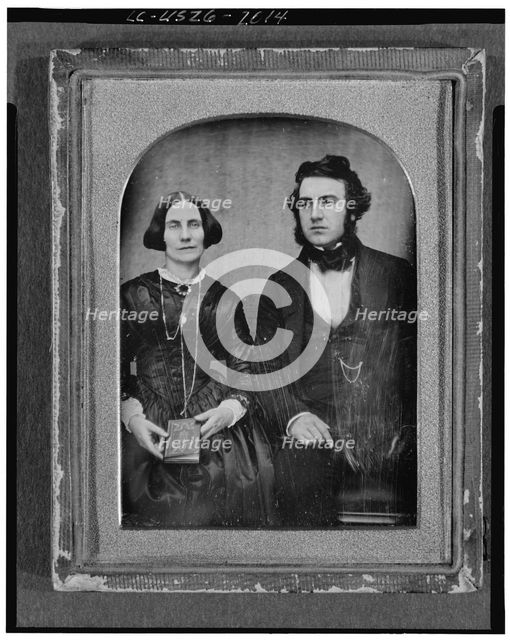 David and Ellen Bell, three-quarter length portrait, seated, between 1840 and 1850. Creator: Unknown.