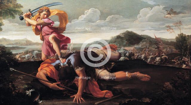 David and Goliath, 1650-1660. Artist: Courtois, Guillaume (1628-1679)