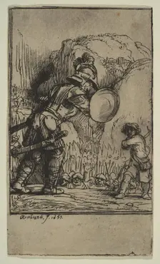 David and Goliath, 1655. Creator: Rembrandt Harmensz van Rijn