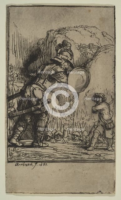 David and Goliath, 1655. Creator: Rembrandt Harmensz van Rijn.