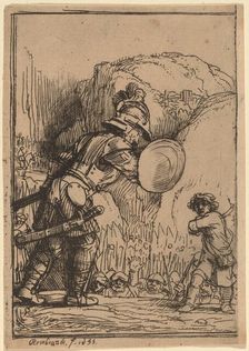 David and Goliath, 1655. Creator: Rembrandt Harmensz van Rijn