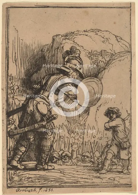David and Goliath, 1655. Creator: Rembrandt Harmensz van Rijn.