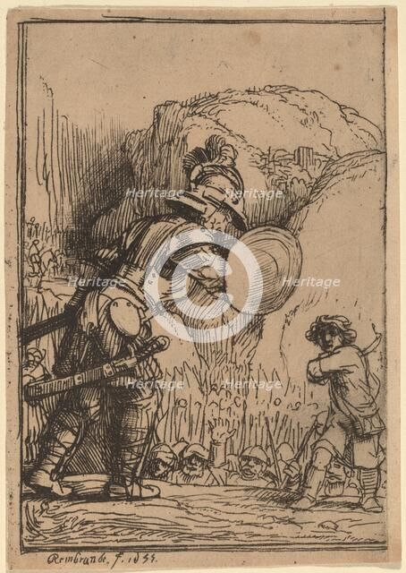 David and Goliath, 1655. Creator: Rembrandt Harmensz van Rijn.