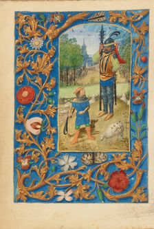 David and Goliath; Crohin-La Fontaine Hours, about 1480-1485 ?. Creator: Master of the Dresden Prayer Book or workshop (Flemish, active about 1480 - 1515)