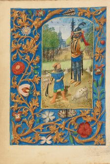 David and Goliath; Crohin-La Fontaine Hours, about 1480-1485 ?. Creator: Master of the Dresden Prayer Book or workshop (Flemish, active about 1480 - 1515)