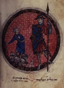 David and Goliath, c1280s. Creator: Unknown