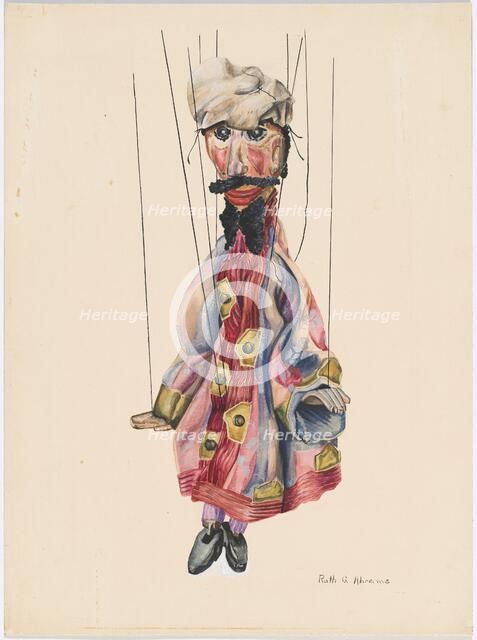 David and Goliath Marionette, c. 1937. Creator: Ruth Abrams.
