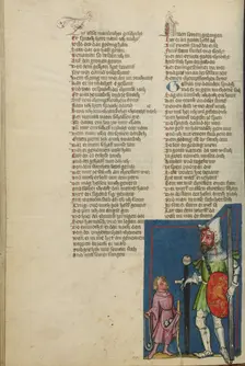 David and Goliath; Weltchronik, about 1400-1410. Creator: Unknown