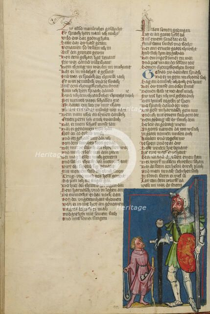 David and Goliath; Weltchronik, about 1400-1410. Creator: Unknown.